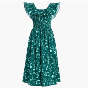 Hill House The Ellie Nap Dress - Emerald Botanical Poplin